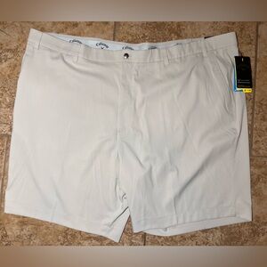 NWT Callaway Golf Shorts Mens Size 52B 9" Beige Performance Opti-Dri UPF 50
